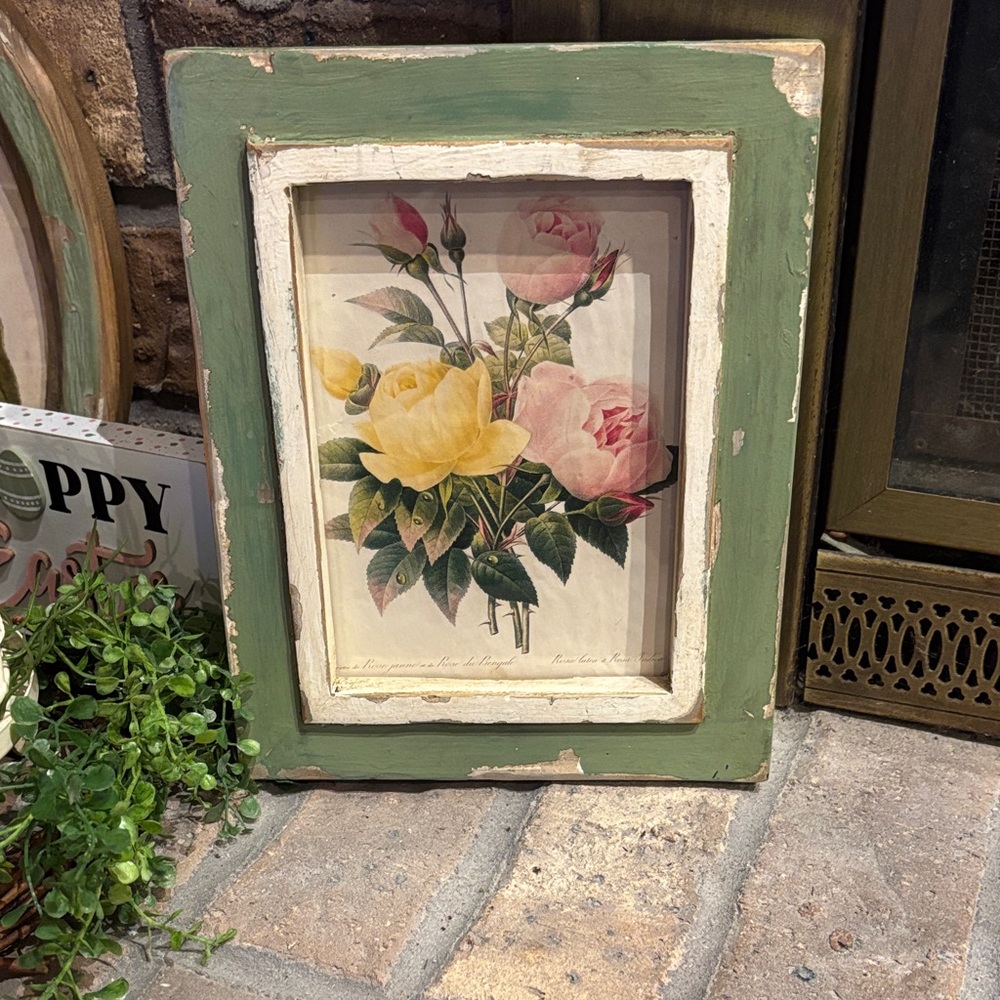 Framed Vintage Rose Print